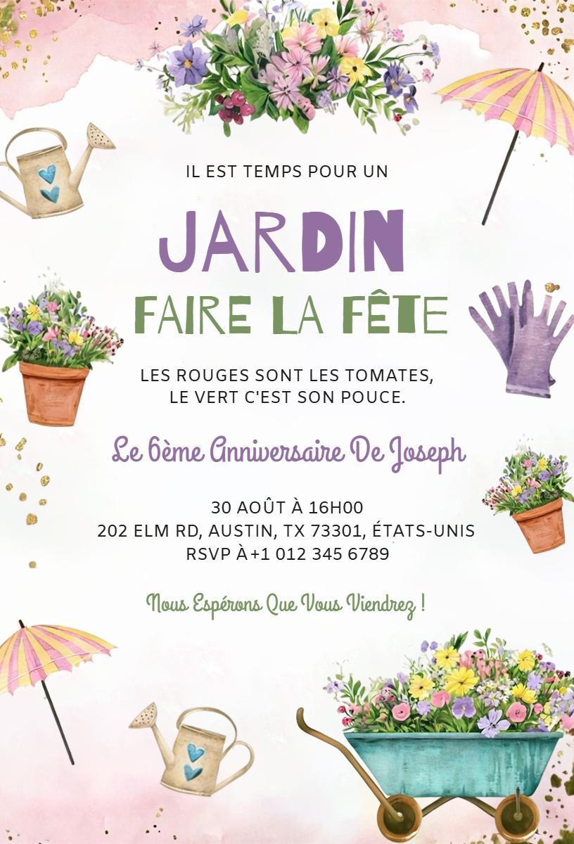 Charming Garden Themed Birthday Celebration Invitation Template