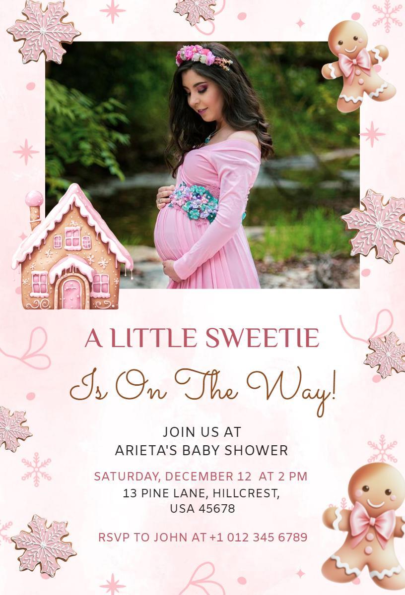 Charming Gingerbread House Baby Shower Celebration Invitation Template