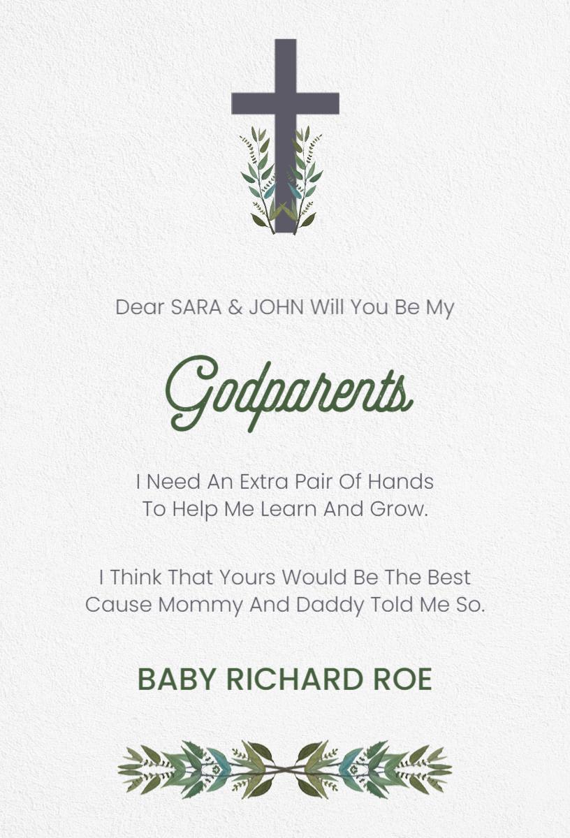 Charming Godparents Invitation with Religious Theme Celebration Template