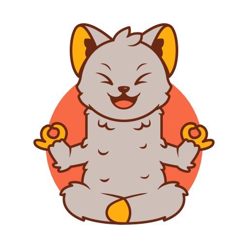Charming Gray Cat Mascot Promoting Mindfulness and Balance Logo Template