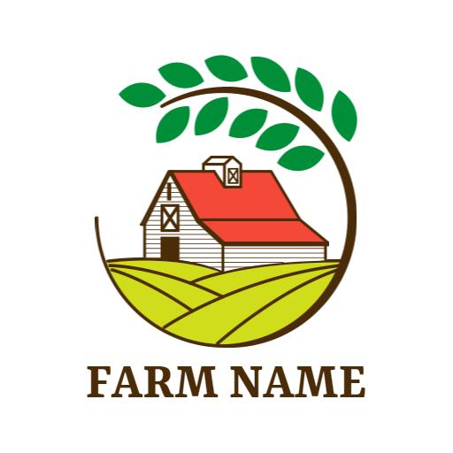 Charming Green and Brown Farmhouse Surrounded by Nature Logo Template
