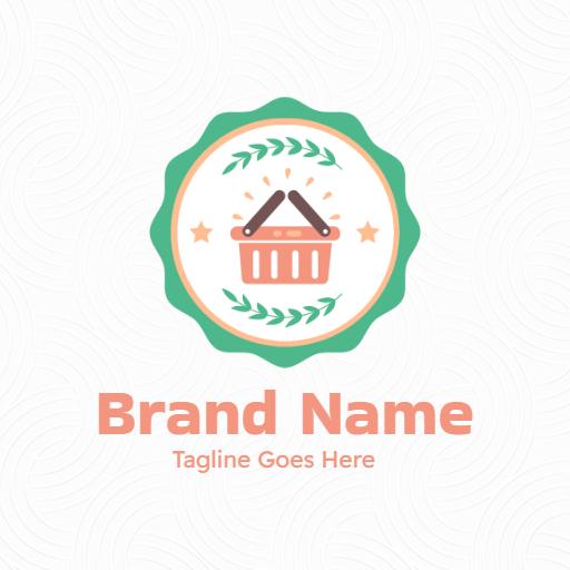 Charming Green and Orange Shopping Basket Mart Logo Template