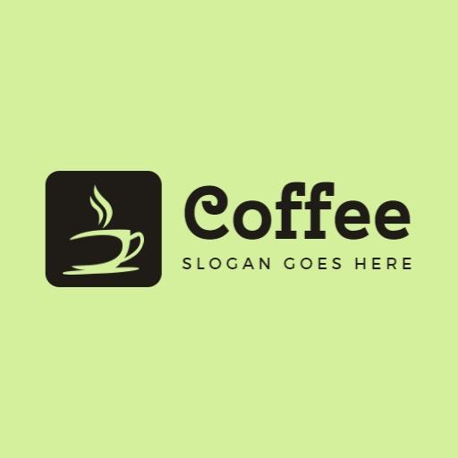 Charming Green Background with Steaming Coffee Cup Logo Template
