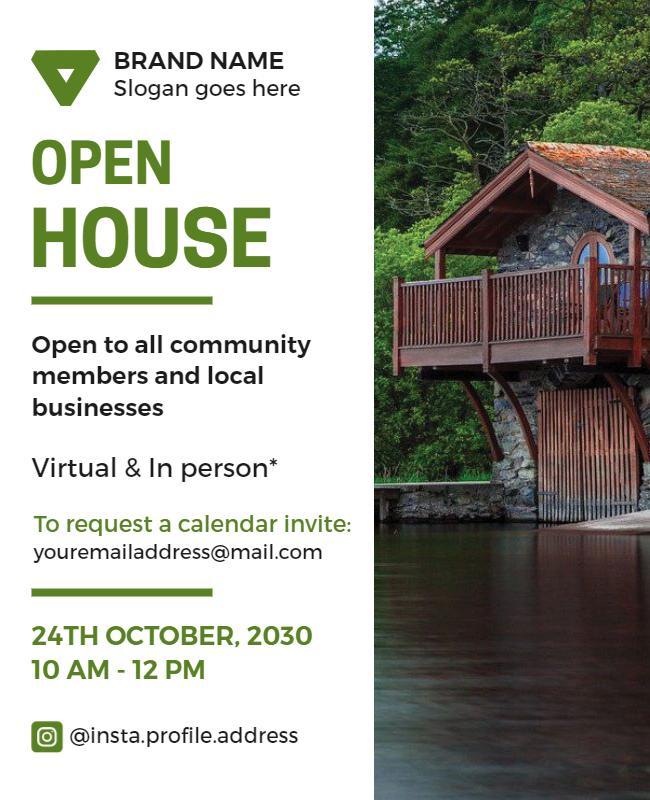 Charming Green Community Open House Event Poster Template