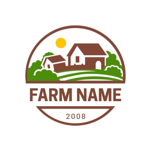 Charming Green Farm Landscape with Rustic Homes Logo Template