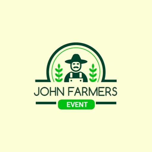 Charming Green Farmer with Plants Celebrating Local Event Logo Template