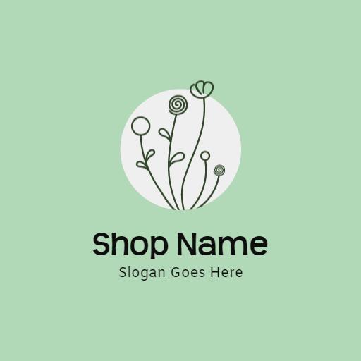 Charming Green Floral Arrangement for Local Florist Logo Template