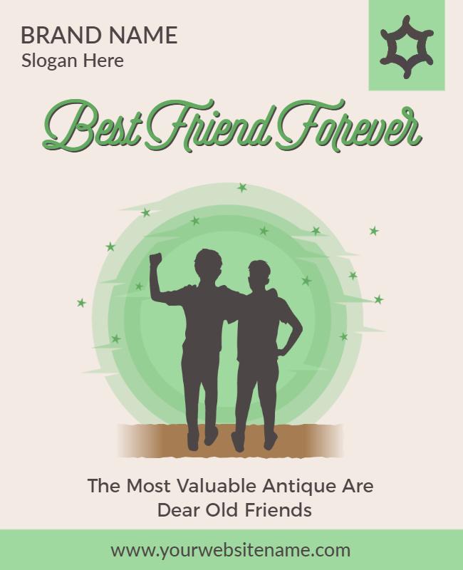 Charming Green Friendship Celebration Poster Template