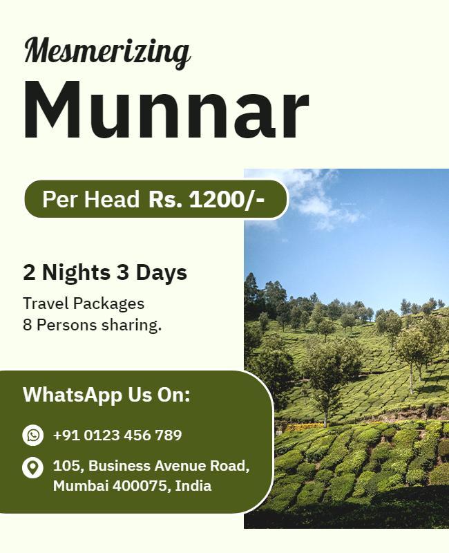 Charming Green Nature Travel Package for Munnar Poster Template