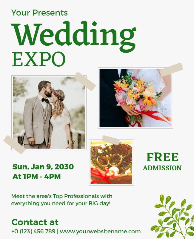Charming Green Wedding Expo Celebration Poster Template