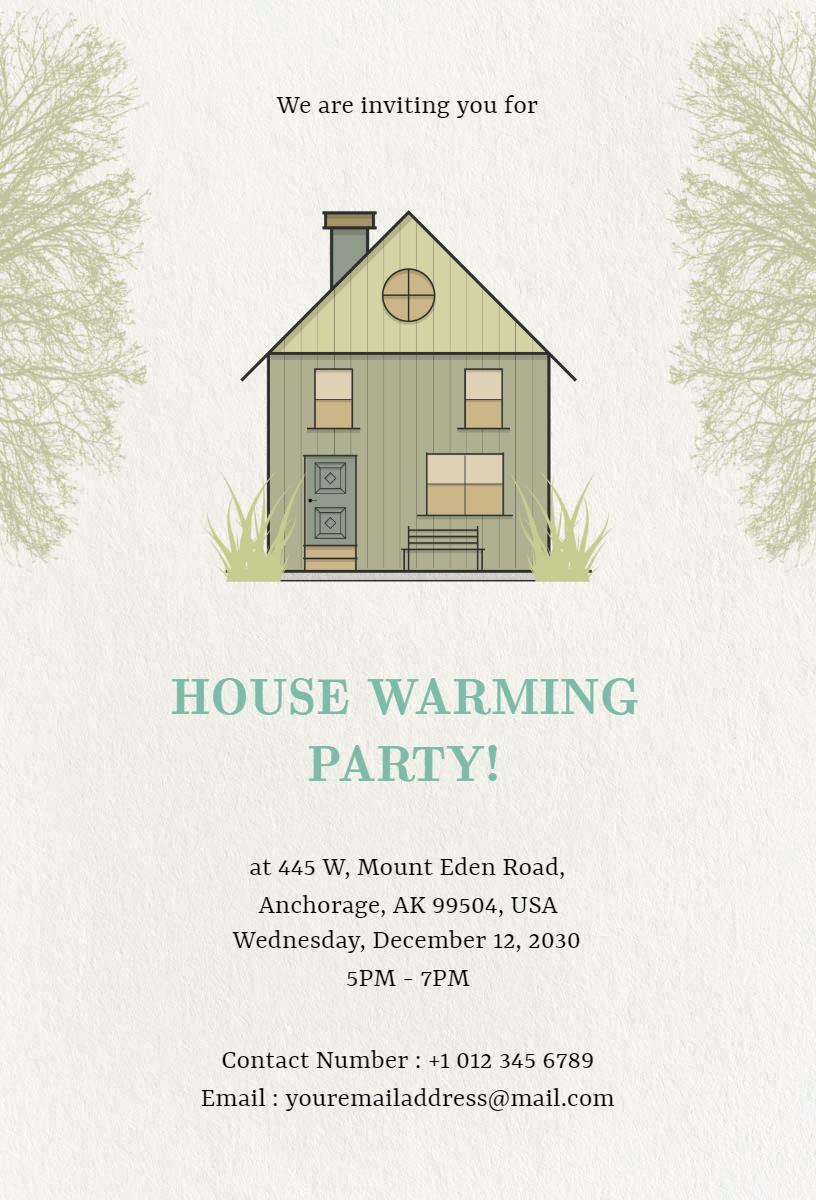 Charming Greenery Housewarming Celebration Invitation Template