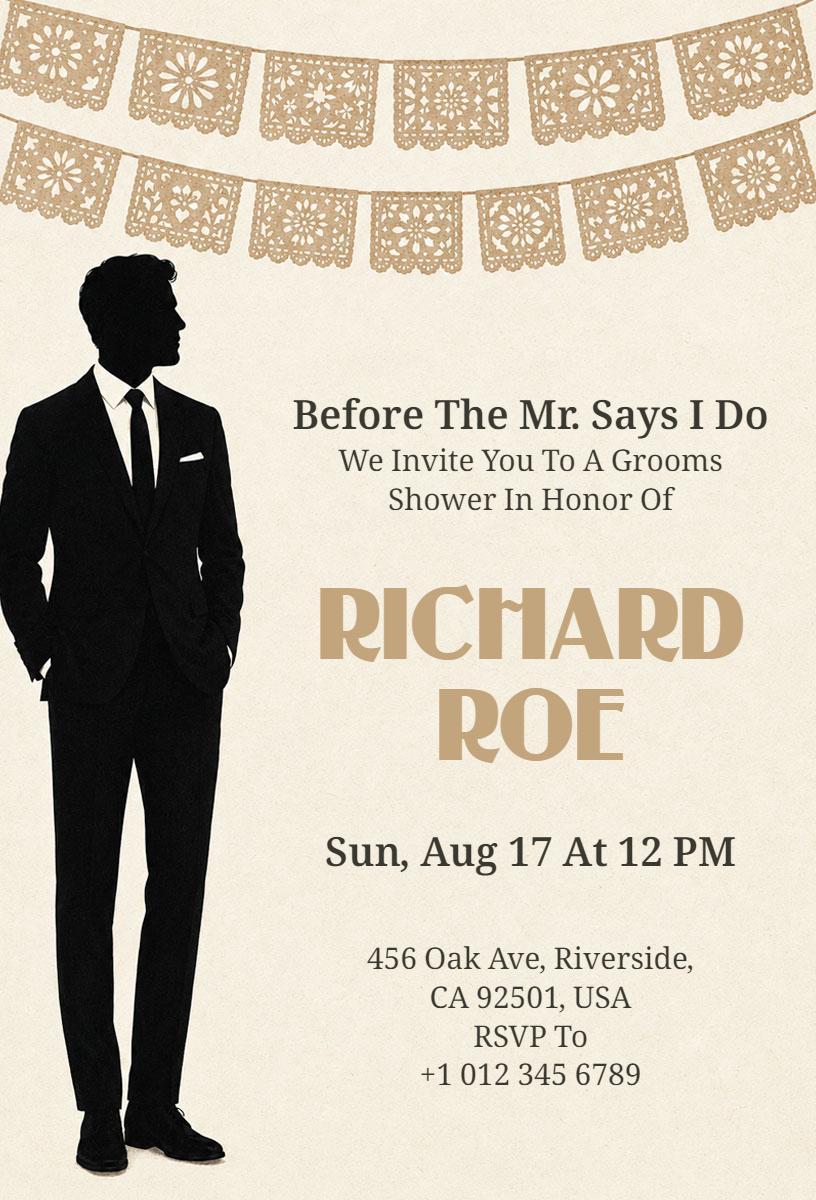 Charming Groomsman Shower Celebration Invitation Template