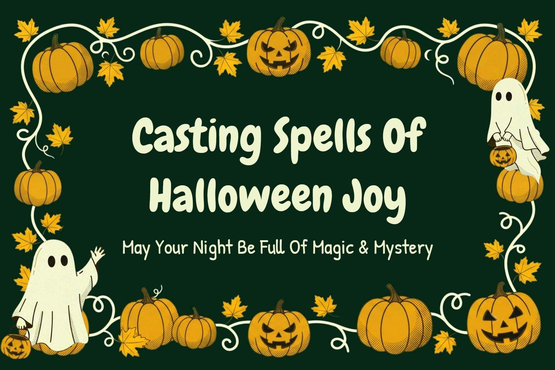 Charming Halloween Greetings with Pumpkins Postcard Template