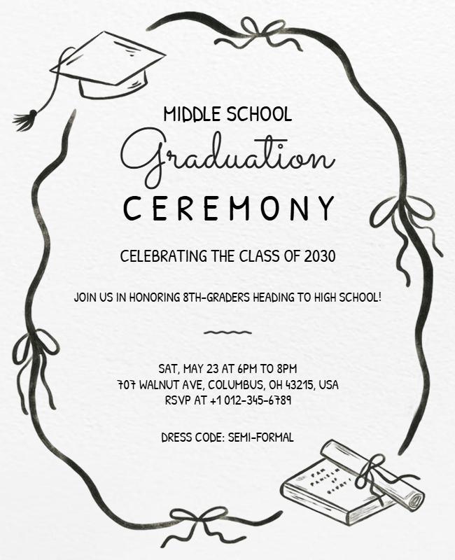 Charming Hand-Drawn Graduation Celebration Flyer Template