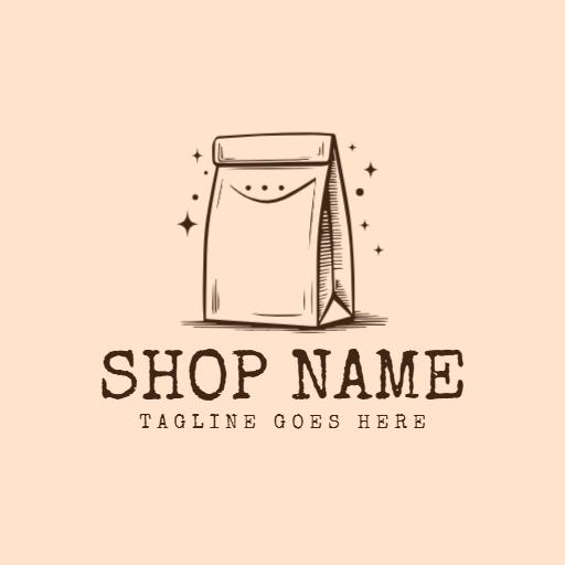 Charming Hand-Drawn Paper Bag Design Promoting Eco-Friendly Options Logo Template