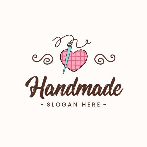 Charming Heart and Needle Design for Handicraft Art Logo Template