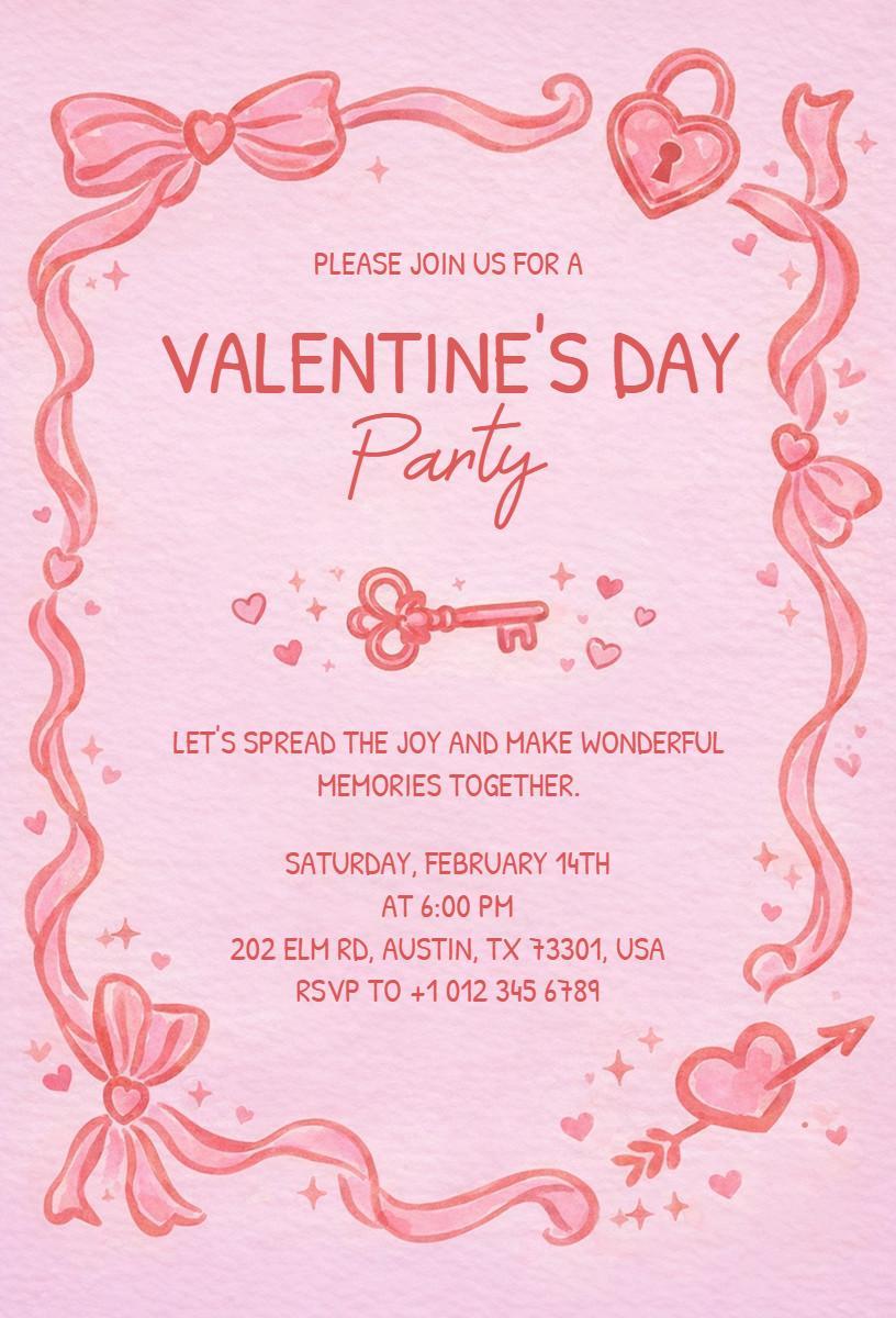 Charming Heart Design Valentine's Day Celebration Invitation Template