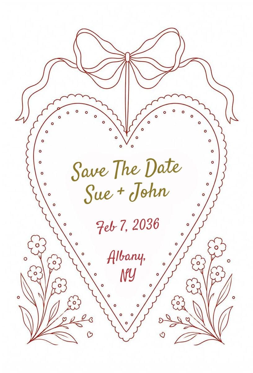 Charming Heart-Shaped Floral Save The Date Announcement Template