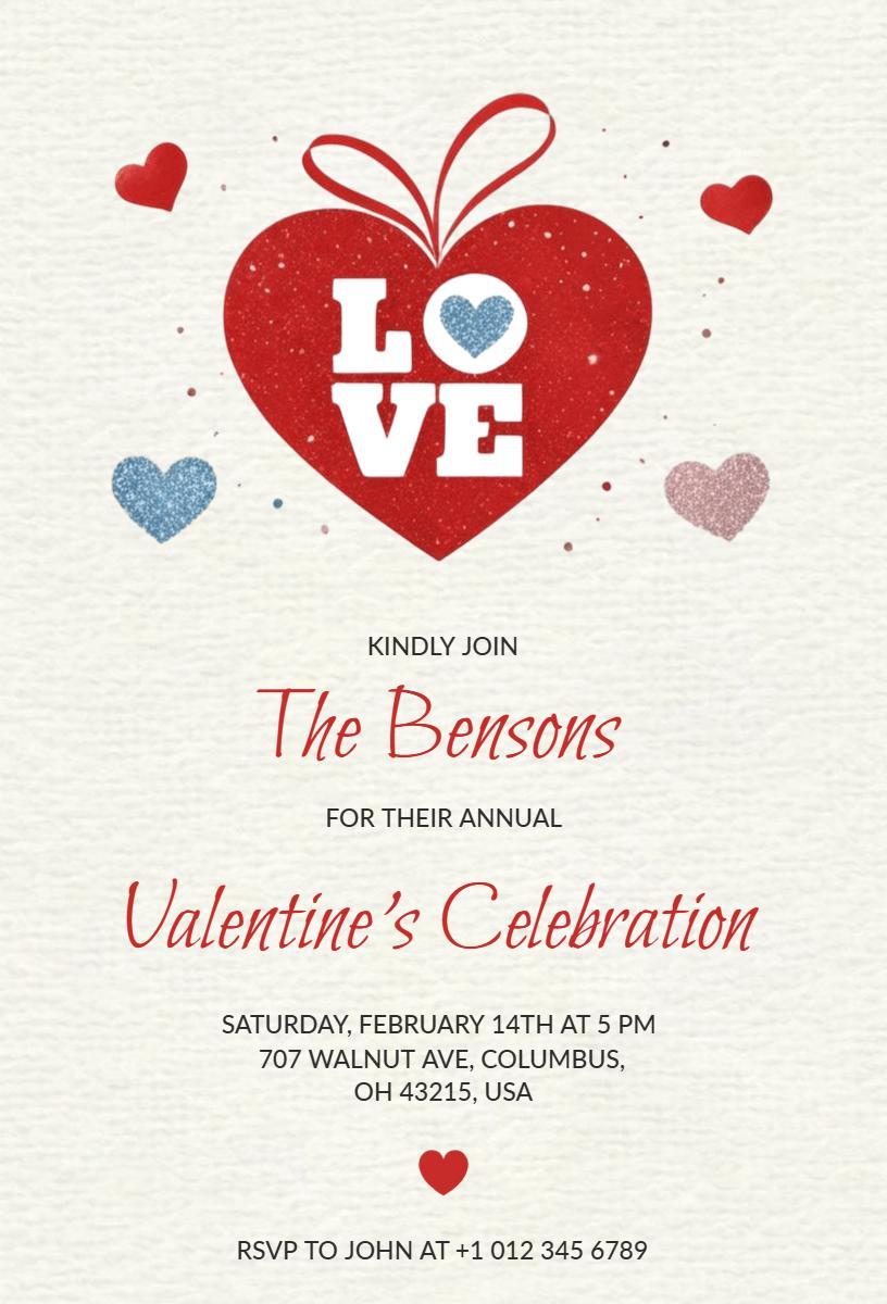 Charming Heartfelt Valentine's Day Celebration Invitation Template