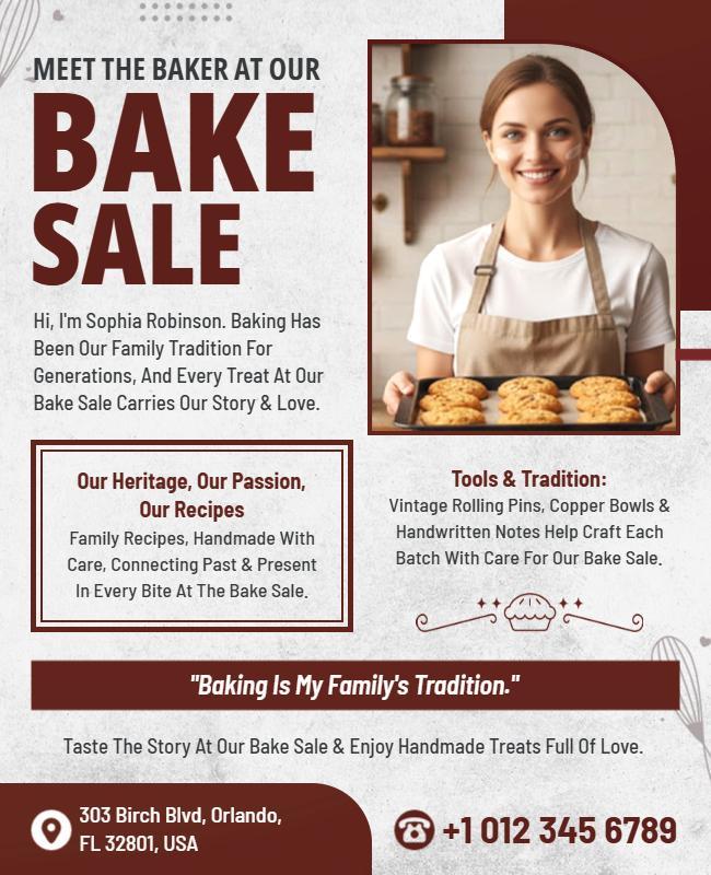 Charming Heritage Family Tradition Bake Sale Flyer Template