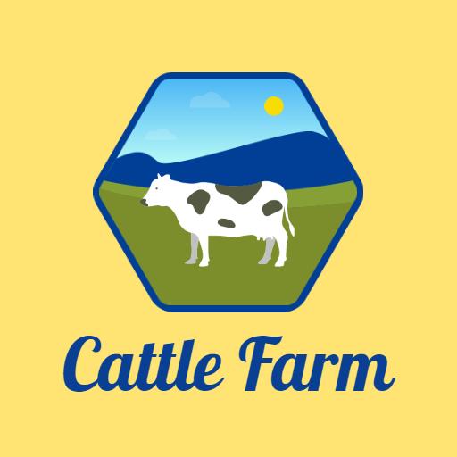 Charming Hexagon Design Featuring Cattle Farm and Landscape Logo Template