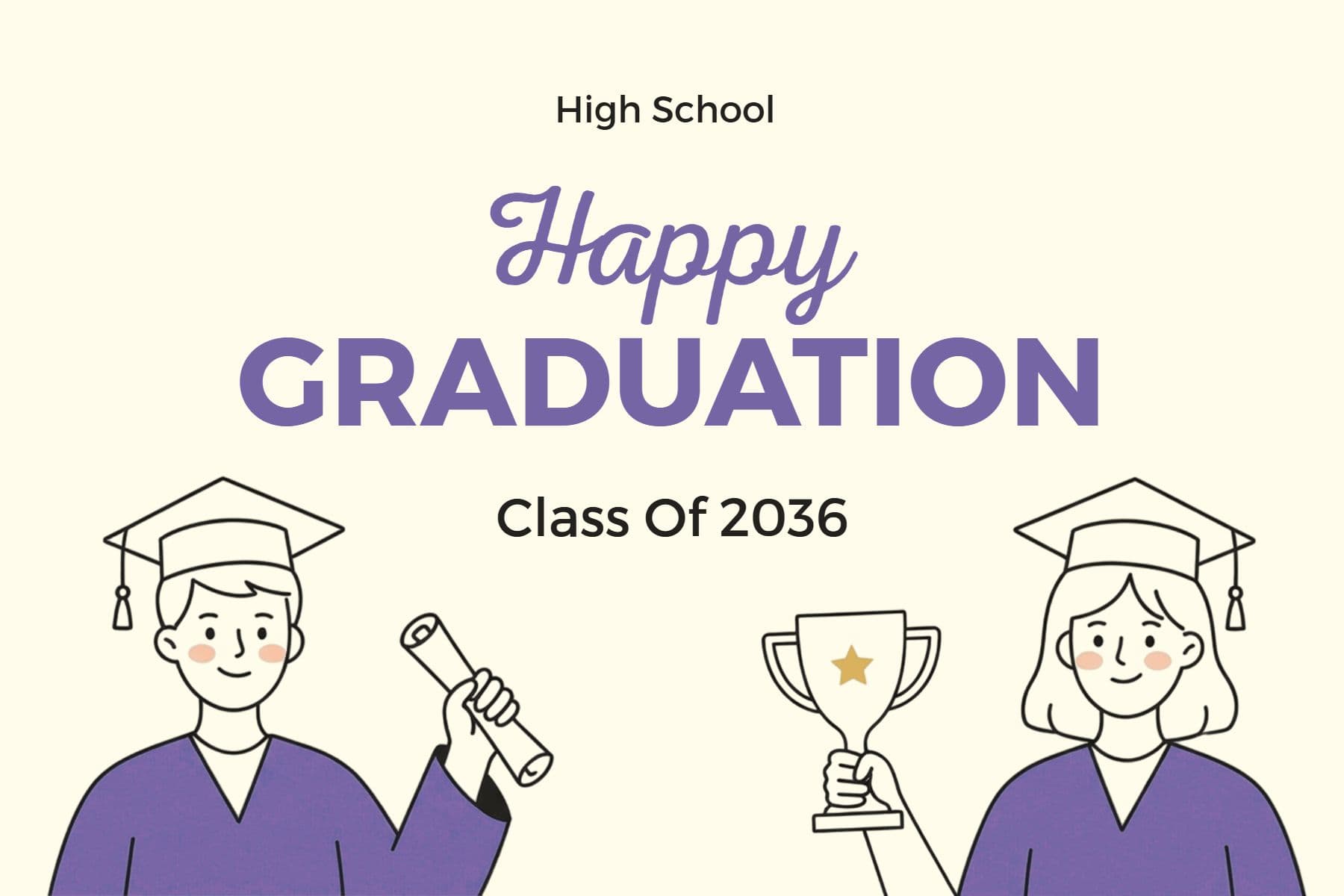 Charming High School Graduation Postcard Template