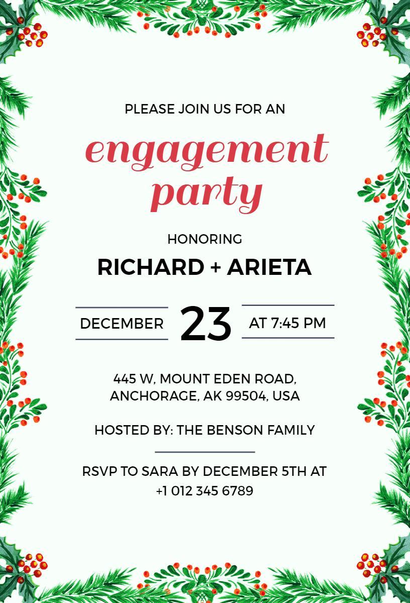 Charming Holiday Engagement Celebration Invitation Template