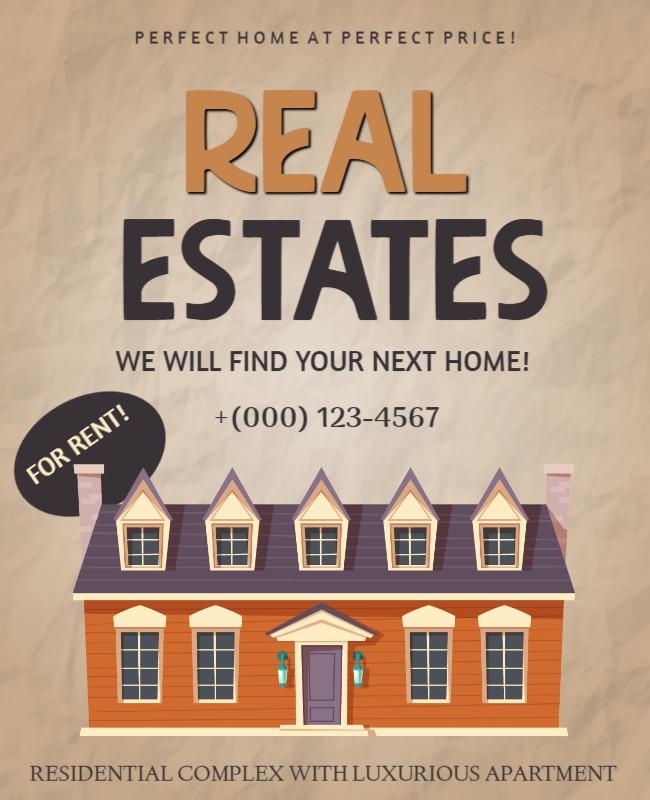 Charming Home Rental Real Estate Listing Poster Template