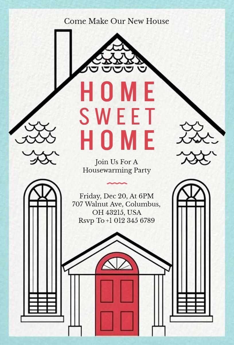 Charming Home Sweet Housewarming Celebration Invitation Template