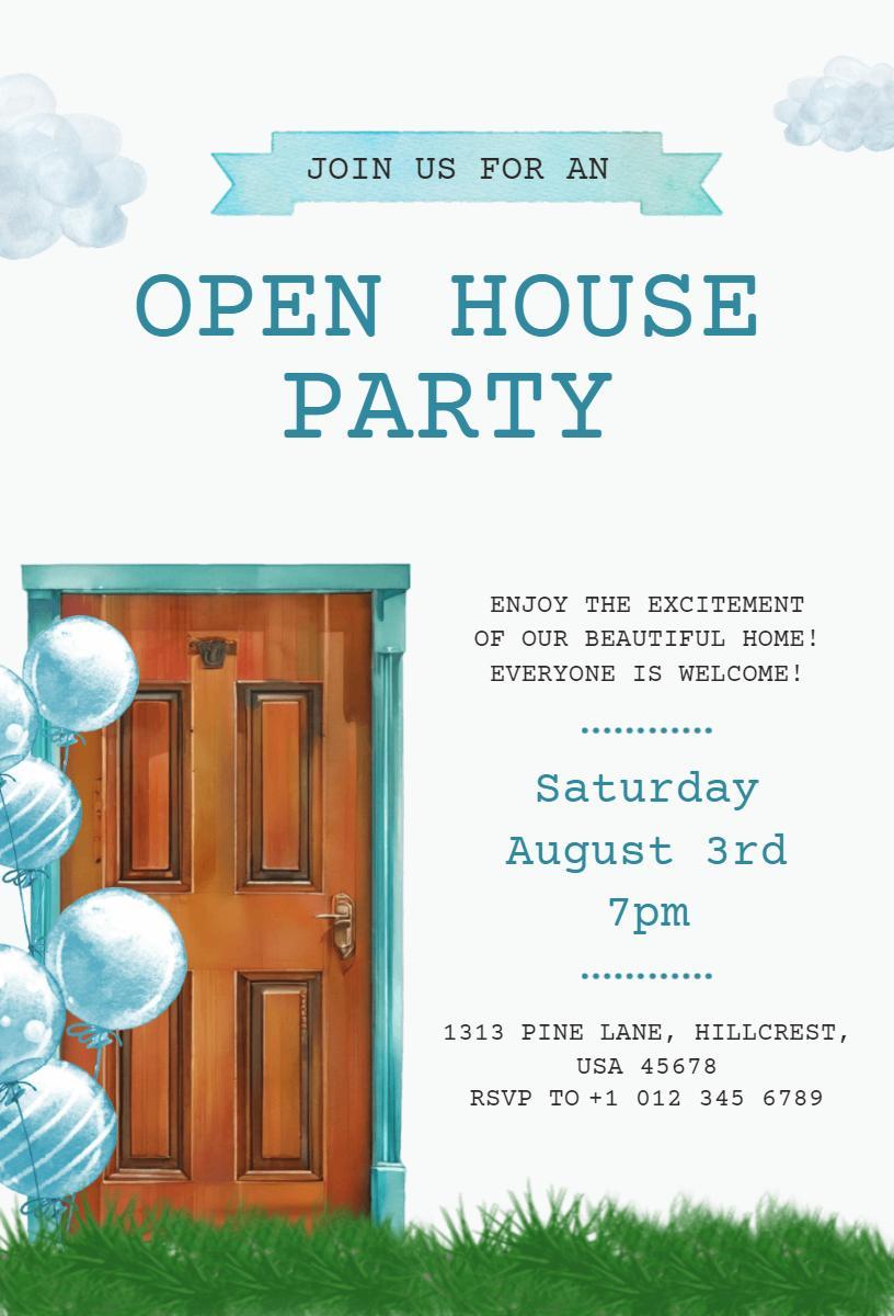 Charming Home Welcome Gathering Open House Invitation Template