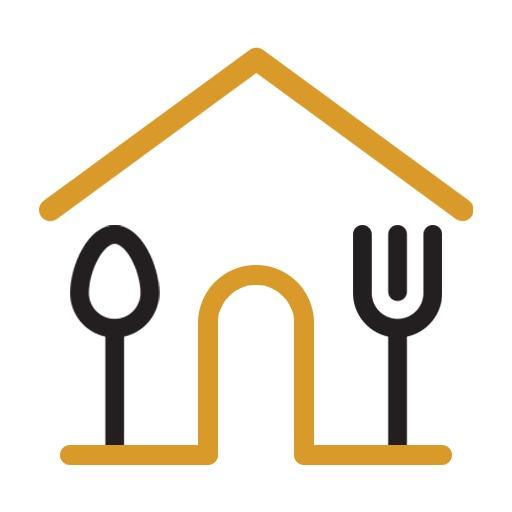 Charming House Design with Fork and Spoon Represents Restaurant Logo Template