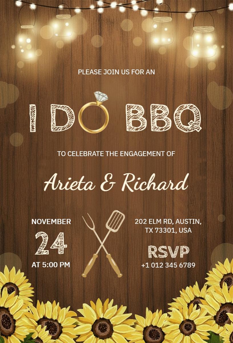 Charming I Do BBQ Engagement Celebration Invitation Template