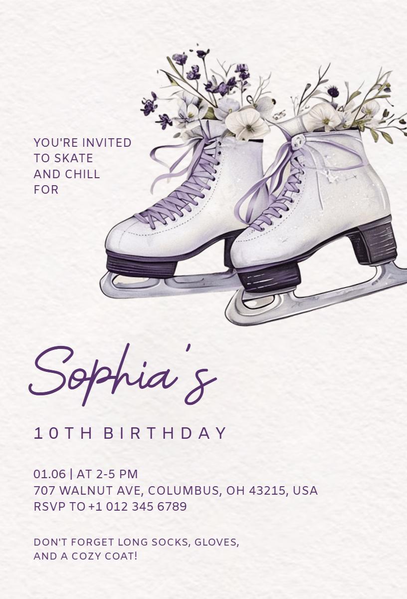 Charming Ice Skating Birthday Celebration Invitation Template
