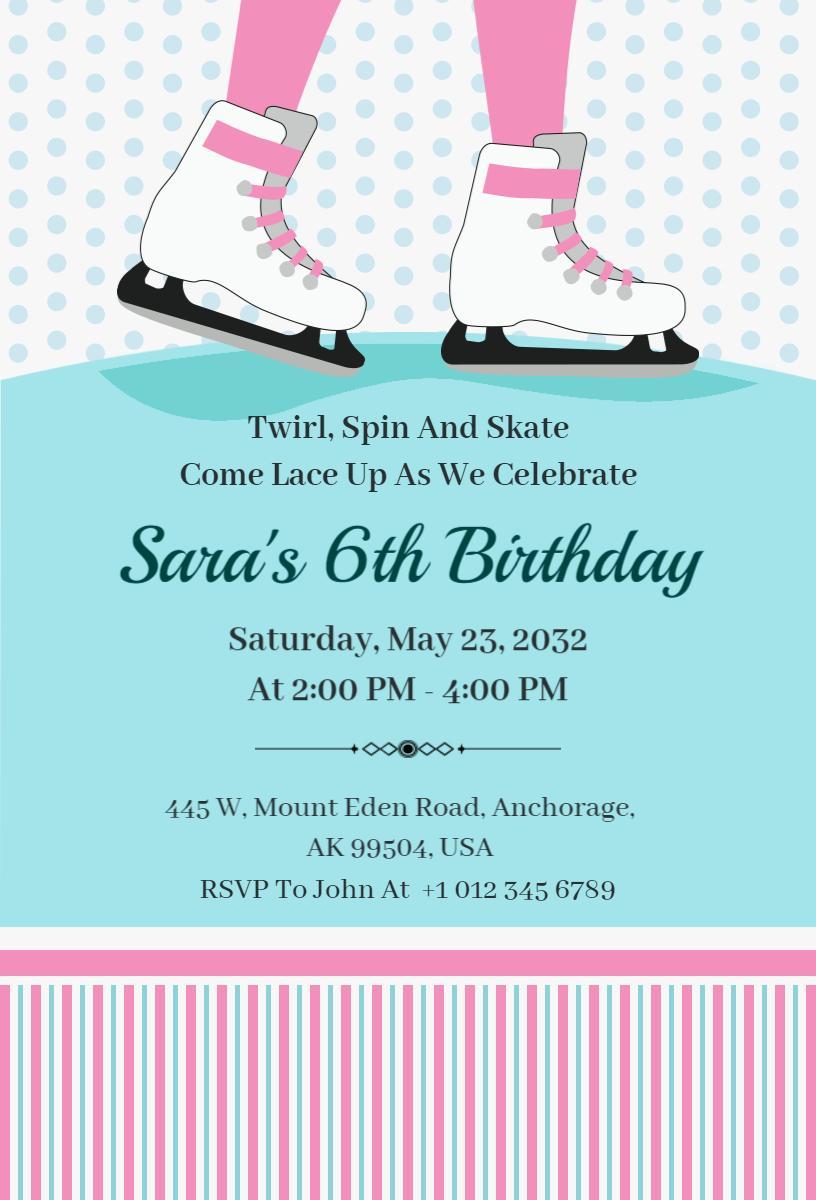 Charming Ice Skating Celebration Birthday Invitation Template
