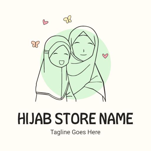 Charming Illustration of Joyful Women Wearing Hijabs Logo Template