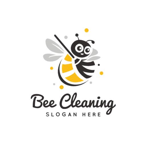Charming Illustrative Bee Design for Eco-Friendly Cleaning Logo Template