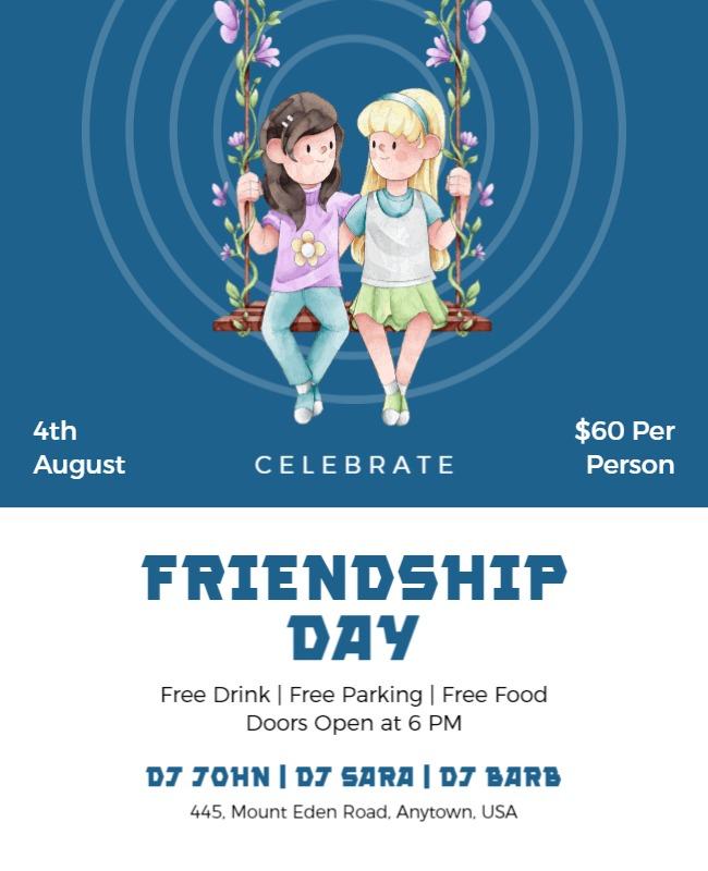 Charming Illustrative Celebration of Friendship Day Flyer Template