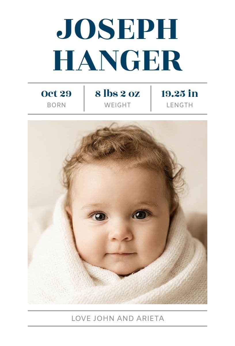 Charming Infant Milestone Birth Announcement Template