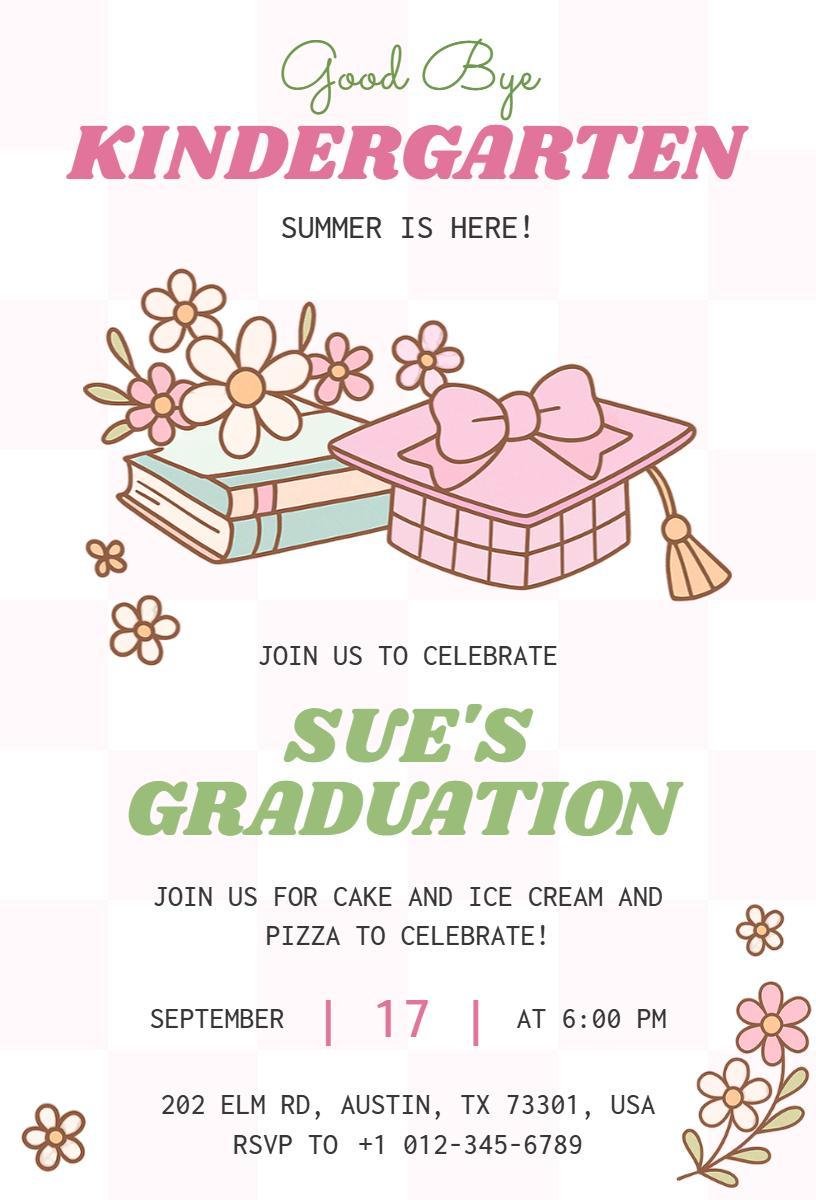 Charming Kindergarten Graduation Celebration Invitation Template