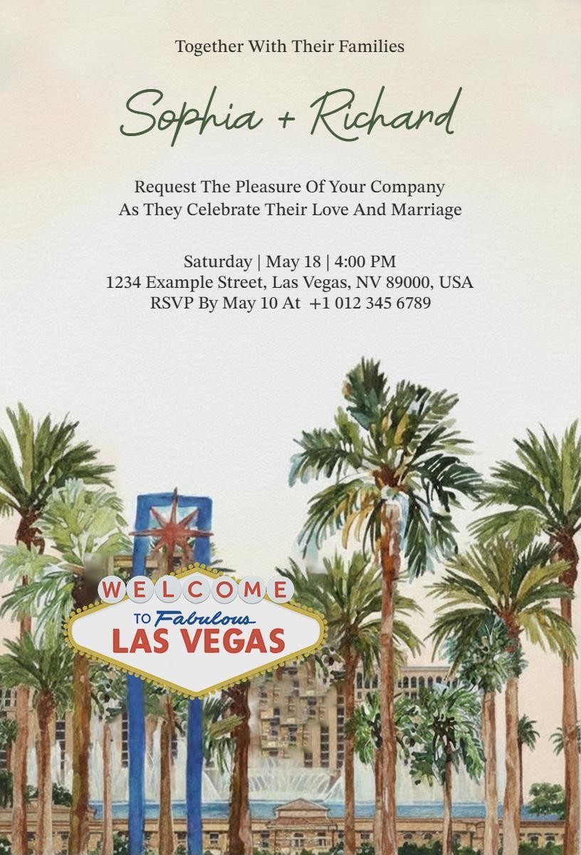 Charming Las Vegas Destination Wedding Celebration Invitation Template