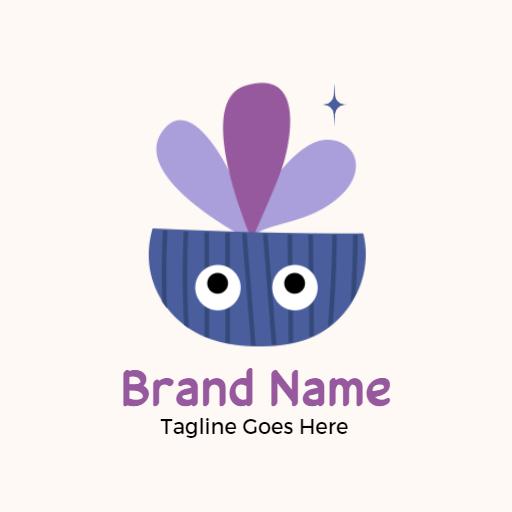 Charming Lavender Plant Design with Playful Features Logo Template