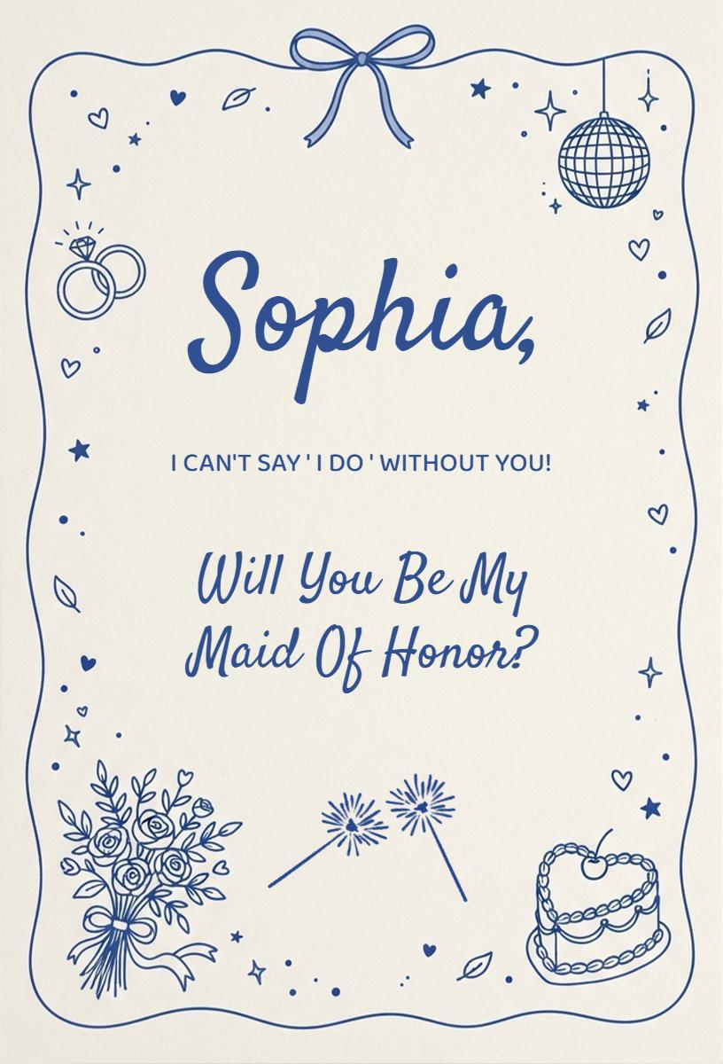 Charming Maid of Honor Proposal Bridesmaid Invitation Template