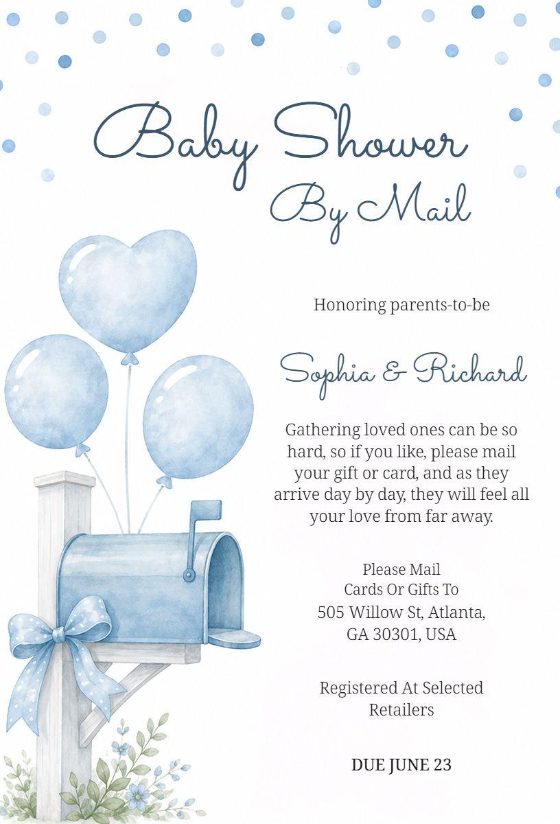 Charming Mail-In Baby Shower Invitation for Parents-to-Be Template