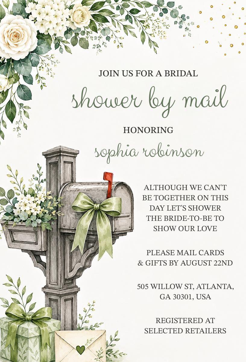 Charming Mailbox Theme Bridal Shower Invitation Template