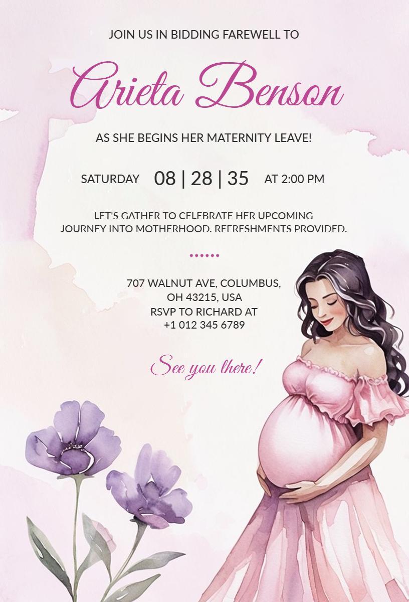 Charming Maternity Leave Farewell Celebration Invitation Template