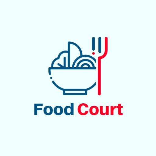 Charming Minimalist Bowl with Utensils for Food Court Logo Template