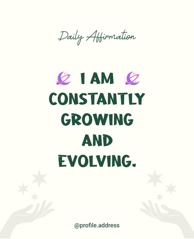 Charming Minimalist Daily Growth Affirmation Poster Template