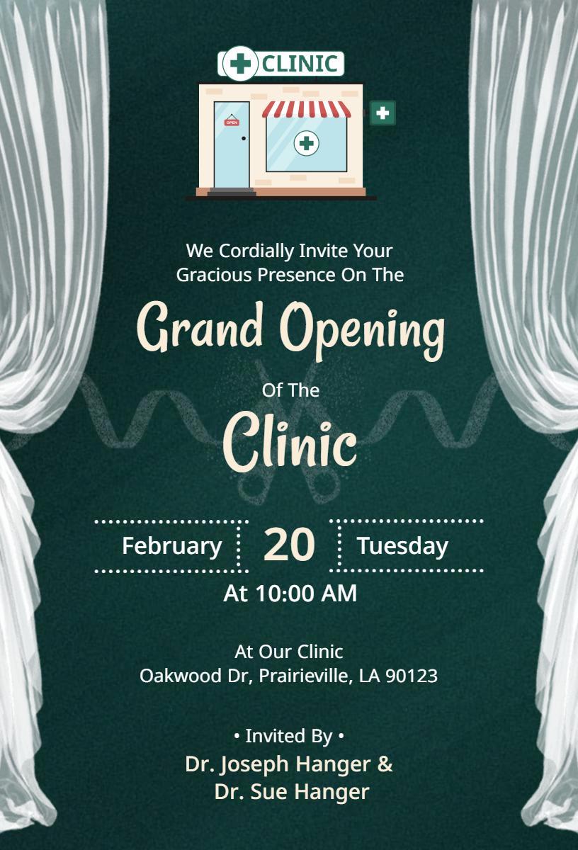 Charming Modern Clinic Grand Opening Celebration Invitation Template