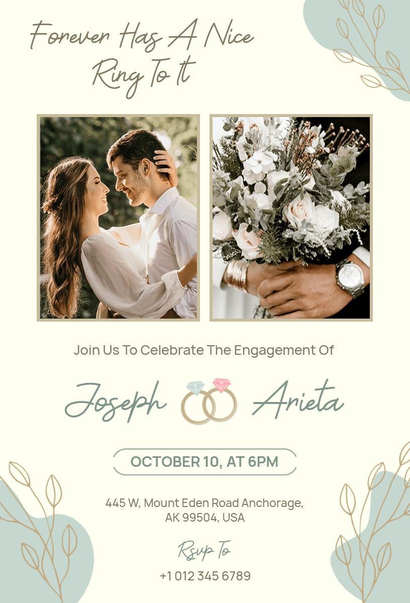 Charming Modern Floral Engagement Celebration Invitation Template