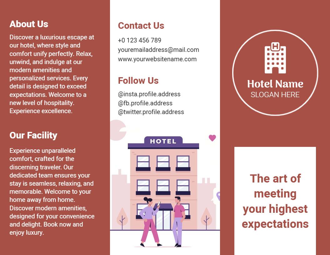 Charming Modern Hotel Amenities and Services Brochure Template